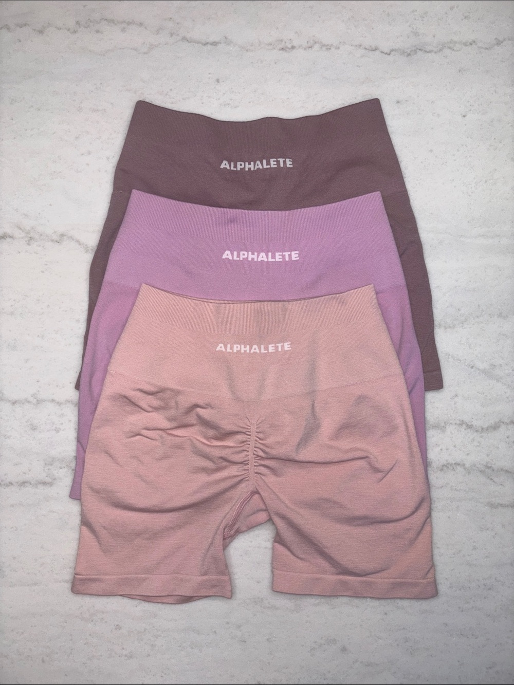 Alphalete Amplify Seamless Woman’s Athletic Shorts Pink / Purple Bundle Small